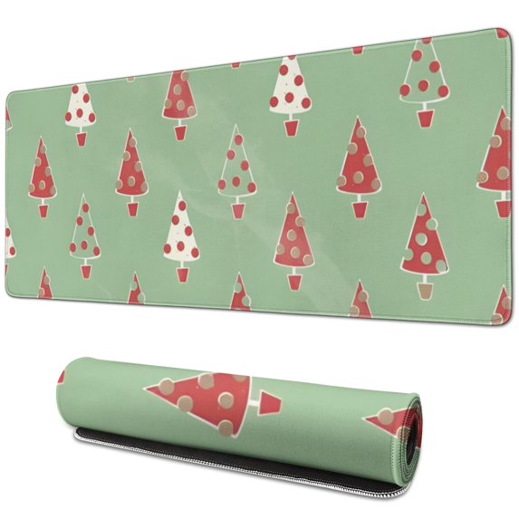 Long Mouse Pads for Desk,Green Christmas Tree Pattern Desk Mats on Top Of Desks, Desk Mouse Pad Extra Large with 3mm Non-Slip Base and Stitched Edge for Gaming,Office,Work,Home 31.5x11.8in