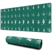 Long Mouse Pads for Desk,Green Christmas Tree and Snow Pattern Desk Mats on Top Of Desks, Desk Mouse Pad Extra Large with 3mm Non-Slip Base and Stitched Edge for Gaming,Office,Work,Home 31.5x11.8in