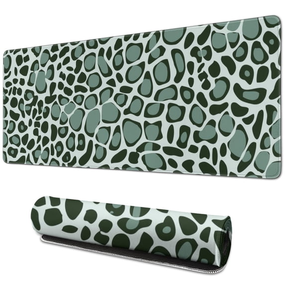 Long Mouse Pads for Desk,Green and Dark Green Giraffe Pattern Desk Mats on Top Of Desks, Desk Mouse Pad Extra Large with 3mm Non-Slip Base and Stitched Edge for Gaming,Office,Work,Home 31.5"x11.8"