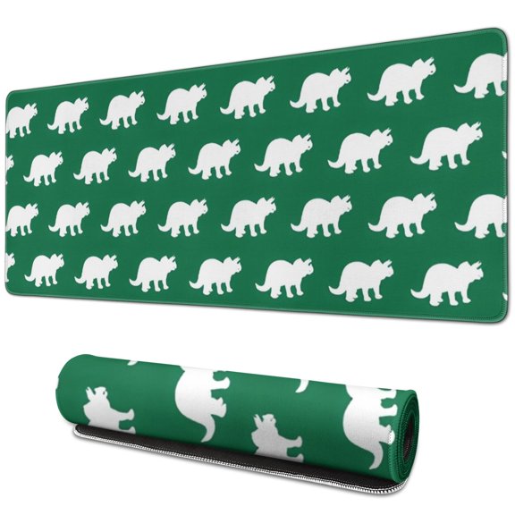 Long Mouse Pads for Desk,Green Dinosaurs Pattern Desk Mats on Top Of Desks, Desk Mouse Pad Extra Large with 3mm Non-Slip Base and Stitched Edge for Gaming,Office,Work,Home 31.5"x11.8"