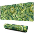 thumbnail image 1 of Long Mouse Pads for Desk,Green Pioneer Flower and Paisley Pattern Desk Mats on Top Of Desks, Desk Mouse Pad Extra Large with 3mm Non-Slip Base and Stitched Edge for Gaming,Office,Work,Home 31.5"x11.8", 1 of 6