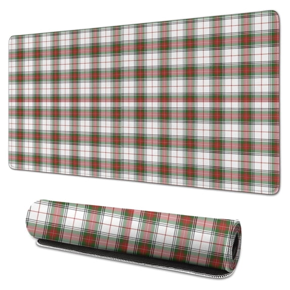 Long Mouse Pads for Desk,Green and Red Christmas Plaid Pattern Desk Mats on Top Of Desks, Desk Mouse Pad Extra Large with 3mm Non-Slip Base and Stitched Edge for Gaming,Office,Work,Home 31.5x15.7in