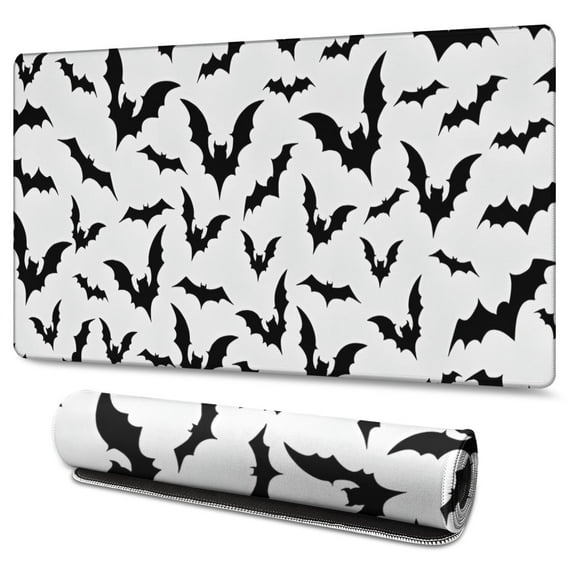 Long Mouse Pads for Desk,Halloween Bat Pattern Desk Mats on Top Of Desks, Desk Mouse Pad Extra Large with 3mm Non-Slip Base and Stitched Edge for Gaming,Office,Work,Home 47.3"x23.6"