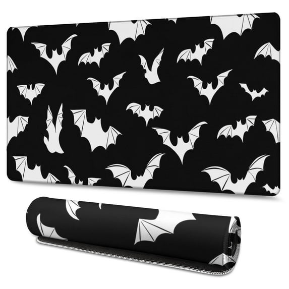Long Mouse Pads for Desk,Halloween Bat Pattern Desk Mats on Top Of Desks, Desk Mouse Pad Extra Large with 3mm Non-Slip Base and Stitched Edge for Gaming,Office,Work,Home 47.3"x23.6"