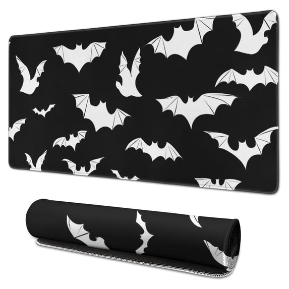 Long Mouse Pads for Desk,Halloween Bat Silhouettes Desk Mats on Top Of Desks, Desk Mouse Pad Extra Large with 3mm Non-Slip Base and Stitched Edge for Gaming,Office,Work,Home 31.5"x15.7"
