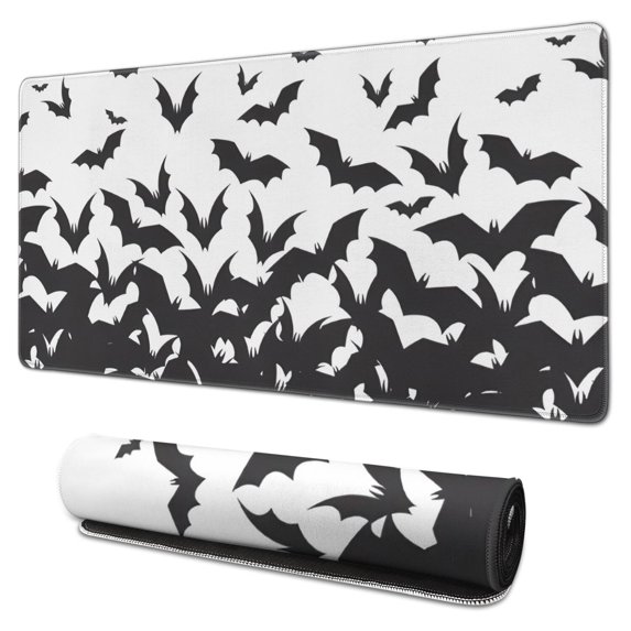 Long Mouse Pads for Desk,Halloween Bat Swarm Pattern Desk Mats on Top Of Desks, Desk Mouse Pad Extra Large with 3mm Non-Slip Base and Stitched Edge for Gaming,Office,Work,Home 31.5"x15.7"