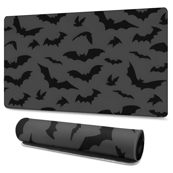 Long Mouse Pads for Desk,Halloween Bats on Dark Pattern Desk Mats on Top Of Desks, Desk Mouse Pad Extra Large with 3mm Non-Slip Base and Stitched Edge for Gaming,Office,Work,Home 47.3"x23.6"