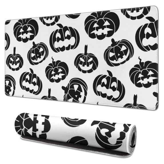 Long Mouse Pads for Desk,Halloween Black Pumpkin Silhouettes Desk Mats on Top Of Desks, Desk Mouse Pad Extra Large with 3mm Non-Slip Base and Stitched Edge for Gaming,Office,Work,Home 31.5"x15.7"