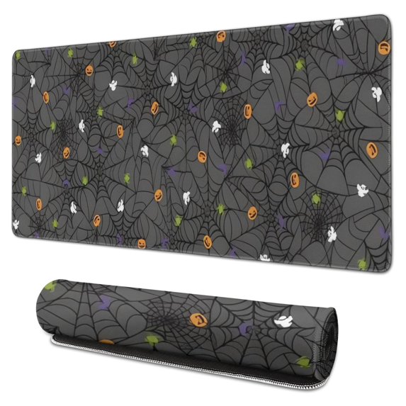 Long Mouse Pads for Desk,Halloween Colorful Spider Web Pattern Desk Mats on Top Of Desks, Desk Mouse Pad Extra Large with 3mm Non-Slip Base and Stitched Edge for Gaming,Office,Work,Home 31.5"x15.7"