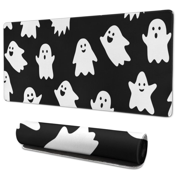 Long Mouse Pads for Desk,Halloween Cute Ghosts Pattern Desk Mats on Top Of Desks, Desk Mouse Pad Extra Large with 3mm Non-Slip Base and Stitched Edge for Gaming,Office,Work,Home 35.4"x15.7"