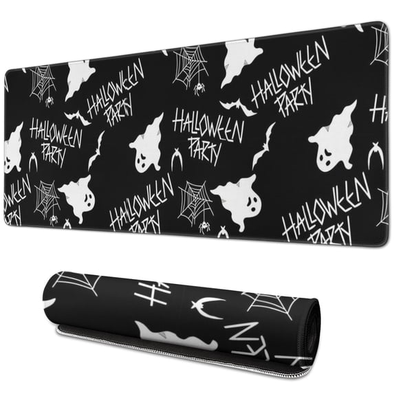 Long Mouse Pads for Desk,Halloween Ghosts Desk Mats on Top Of Desks, Desk Mouse Pad Extra Large with 3mm Non-Slip Base and Stitched Edge for Gaming,Office,Work,Home 31.5x11.8in