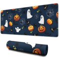 thumbnail image 1 of Long Mouse Pads for Desk,Halloween Ghosts Pumpkins and Spider Webs Desk Mats on Top Of Desks, Desk Mouse Pad Extra Large with 3mm Non-Slip Base and Stitched Edge for Gaming,Work,Home 31.5x11.8in, 1 of 4