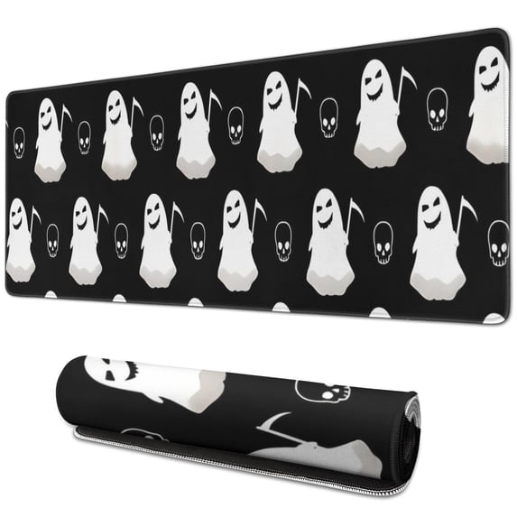 Long Mouse Pads for Desk,Halloween Ghosts and Skulls Desk Mats on Top Of Desks, Desk Mouse Pad Extra Large with 3mm Non-Slip Base and Stitched Edge for Gaming,Office,Work,Home 31.5"x11.8"