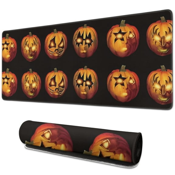Long Mouse Pads for Desk,Halloween Jack Lanterns Pattern Desk Mats on Top Of Desks, Desk Mouse Pad Extra Large with 3mm Non-Slip Base and Stitched Edge for Gaming,Office,Work,Home 31.5x11.8in