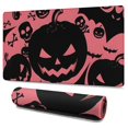 thumbnail image 1 of Long Mouse Pads for Desk,Halloween Pink Spooky Pumpkins and Bats Desk Mats on Top Of Desks, Desk Mouse Pad Extra Large with 3mm Non-Slip Base and Stitched Edge for Gaming,Office,Work,Home 47.3x23.6in, 1 of 5