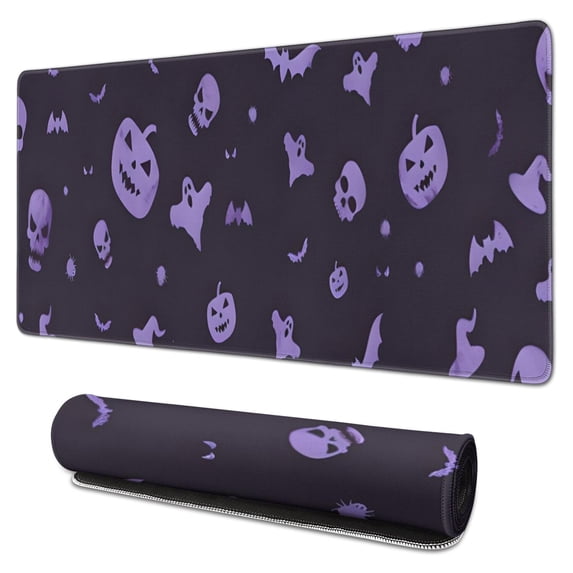 Long Mouse Pads for Desk,Halloween Silhouette Pattern Desk Mats on Top Of Desks, Desk Mouse Pad Extra Large with 3mm Non-Slip Base and Stitched Edge for Gaming,Office,Work,Home 31.5x15.7in