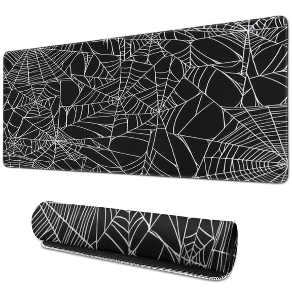 Long Mouse Pads for Desk,Halloween Spider Web Pattern Desk Mats on Top Of Desks, Desk Mouse Pad Extra Large with 3mm Non-Slip Base and Stitched Edge for Gaming,Office,Work,Home 31.5x11.8in