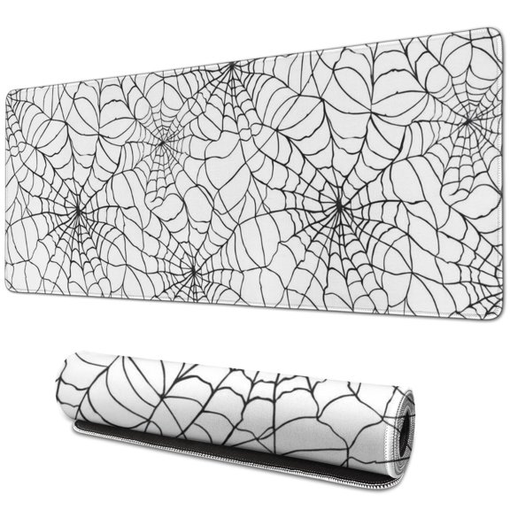 Long Mouse Pads for Desk,Halloween Spider Web Pattern Desk Mats on Top Of Desks, Desk Mouse Pad Extra Large with 3mm Non-Slip Base and Stitched Edge for Gaming,Office,Work,Home 31.5x11.8in