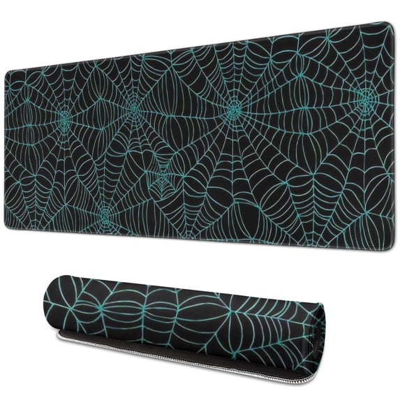 Long Mouse Pads for Desk,Halloween Spider Web Pattern Desk Mats on Top Of Desks, Desk Mouse Pad Extra Large with 3mm Non-Slip Base and Stitched Edge for Gaming,Office,Work,Home 31.5x11.8in