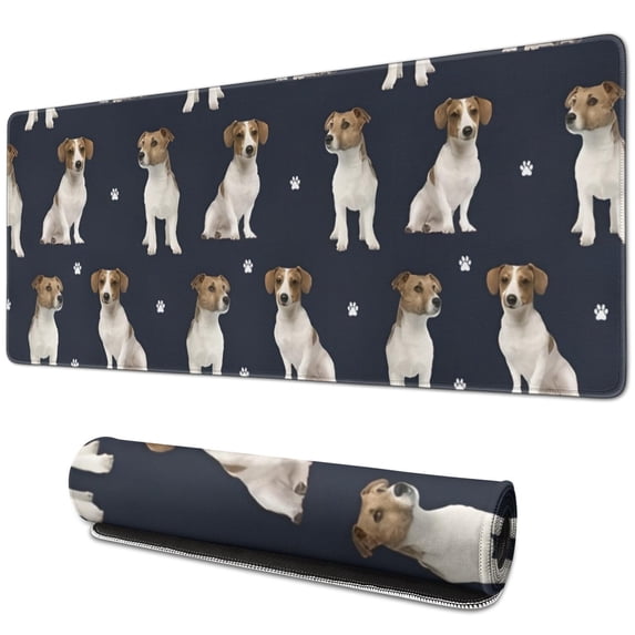 Long Mouse Pads for Desk,Jack Russell Terrier Desk Mats on Top Of Desks, Desk Mouse Pad Extra Large with 3mm Non-Slip Base and Stitched Edge for Gaming,Office,Work,Home 31.5"x11.8"