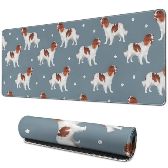 Long Mouse Pads for Desk,King Charles Cavalier Desk Mats on Top Of Desks, Desk Mouse Pad Extra Large with 3mm Non-Slip Base and Stitched Edge for Gaming,Office,Work,Home 31.5"x11.8"