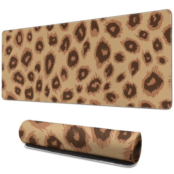 Long Mouse Pads for Desk,Leopard Pattern Desk Mats on Top Of Desks, Desk Mouse Pad Extra Large with 3mm Non-Slip Base and Stitched Edge for Gaming,Office,Work,Home 31.5"x11.8"