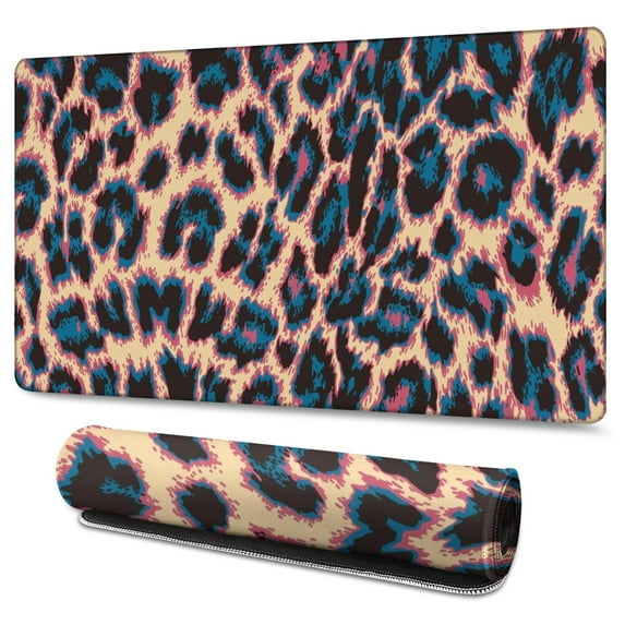 Long Mouse Pads for Desk,Leopard Print Pattern Desk Mats on Top Of Desks, Desk Mouse Pad Extra Large with 3mm Non-Slip Base and Stitched Edge for Gaming,Office,Work,Home 47.3"x23.6"