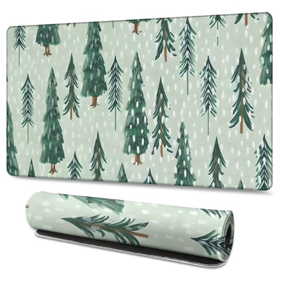 Long Mouse Pads for Desk,Light Green Christmas Tree Pattern Desk Mats on Top Of Desks, Desk Mouse Pad Extra Large with 3mm Non-Slip Base and Stitched Edge for Gaming,Office,Work,Home 47.3x23.6in