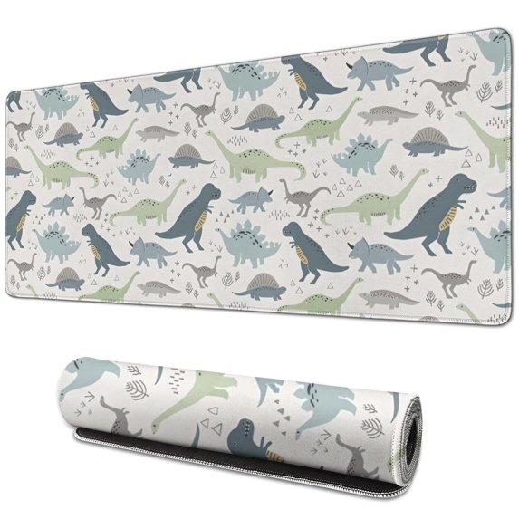Long Mouse Pads for Desk,LightColor Cartoon Dinosaurs Pattern Desk Mats on Top Of Desks, Desk Mouse Pad Extra Large with 3mm Non-Slip Base and Stitched Edge for Gaming,Office,Work,Home 31.5"x11.8"