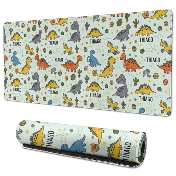 Long Mouse Pads for Desk,LightColor Dinosaurs Name Pattern Desk Mats on Top Of Desks, Desk Mouse Pad Extra Large with 3mm Non-Slip Base and Stitched Edge for Gaming,Office,Work,Home 35.4"x15.7"