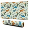 thumbnail image 1 of Long Mouse Pads for Desk,LightGreen Cartoon Dinosaurs Cactuses Desk Mats on Top Of Desks, Desk Mouse Pad Extra Large with 3mm Non-Slip Base and Stitched Edge for Gaming,Work,Home 47.3"x23.6", 1 of 5