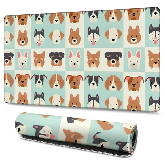 Long Mouse Pads for Desk,Lovely Dog Breeds Desk Mats on Top Of Desks, Desk Mouse Pad Extra Large with 3mm Non-Slip Base and Stitched Edge for Gaming,Office,Work,Home 47.3"x23.6"