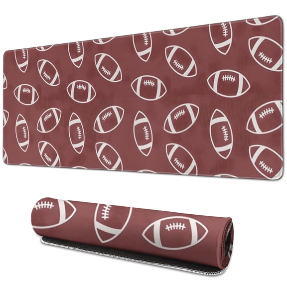 Long Mouse Pads for Desk,Maroon Footballs Pattern Desk Mats on Top Of Desks, Desk Mouse Pad Extra Large with 3mm Non-Slip Base and Stitched Edge for Gaming,Office,Work,Home 31.5"x11.8"