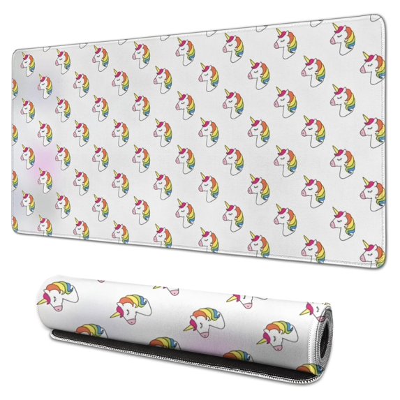 Long Mouse Pads for Desk,Mini Unicorn Head Pattern Desk Mats on Top Of Desks, Desk Mouse Pad Extra Large with 3mm Non-Slip Base and Stitched Edge for Gaming,Office,Work,Home 31.5"x15.7"
