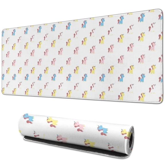 Long Mouse Pads for Desk,Mini Unicorn Pattern Desk Mats on Top Of Desks, Desk Mouse Pad Extra Large with 3mm Non-Slip Base and Stitched Edge for Gaming,Office,Work,Home 31.5"x11.8"