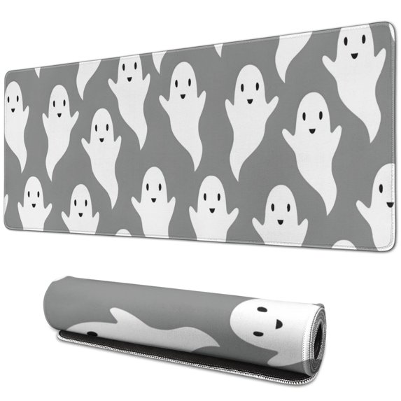 Long Mouse Pads for Desk,Minimalist Halloween Ghosts Pattern Desk Mats on Top Of Desks, Desk Mouse Pad Extra Large with 3mm Non-Slip Base and Stitched Edge for Gaming,Office,Work,Home 31.5x11.8in