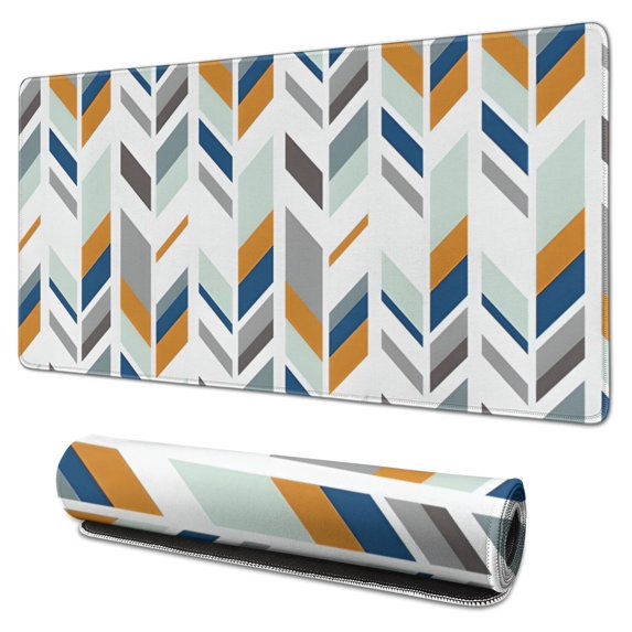 Long Mouse Pads for Desk,Multicolor Chevron Pattern Desk Mats on Top Of Desks, Desk Mouse Pad Extra Large with 3mm Non-Slip Base and Stitched Edge for Gaming,Office,Work,Home 31.5"x15.7"