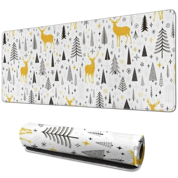 Long Mouse Pads for Desk,Multicolor Christmas Pattern Desk Mats on Top Of Desks, Desk Mouse Pad Extra Large with 3mm Non-Slip Base and Stitched Edge for Gaming,Office,Work,Home 31.5x11.8in