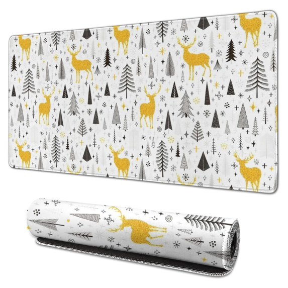 Long Mouse Pads for Desk,Multicolor Christmas Pattern Desk Mats on Top Of Desks, Desk Mouse Pad Extra Large with 3mm Non-Slip Base and Stitched Edge for Gaming,Office,Work,Home 31.5x15.7in