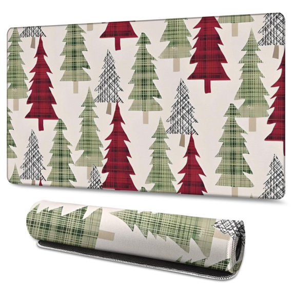 Long Mouse Pads for Desk,Multicolor Christmas Tree Pattern Desk Mats on Top Of Desks, Desk Mouse Pad Extra Large with 3mm Non-Slip Base and Stitched Edge for Gaming,Office,Work,Home 47.3x23.6in