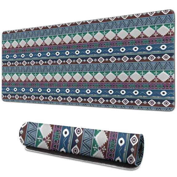 Long Mouse Pads for Desk,Multicolor Geometric Boho Pattern Desk Mats on Top Of Desks, Desk Mouse Pad Extra Large with 3mm Non-Slip Base and Stitched Edge for Gaming,Office,Work,Home 31.5"x11.8"