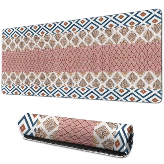 Long Mouse Pads for Desk,Multicolor Geometric Boho Pattern Desk Mats on Top Of Desks, Desk Mouse Pad Extra Large with 3mm Non-Slip Base and Stitched Edge for Gaming,Office,Work,Home 31.5"x11.8"