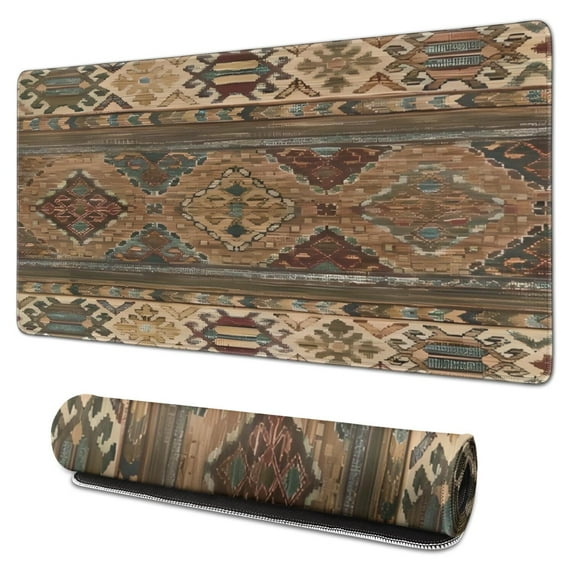 Long Mouse Pads for Desk,Multicolor Geometric Boho Pattern Desk Mats on Top Of Desks, Desk Mouse Pad Extra Large with 3mm Non-Slip Base and Stitched Edge for Gaming,Office,Work,Home 31.5"x15.7"