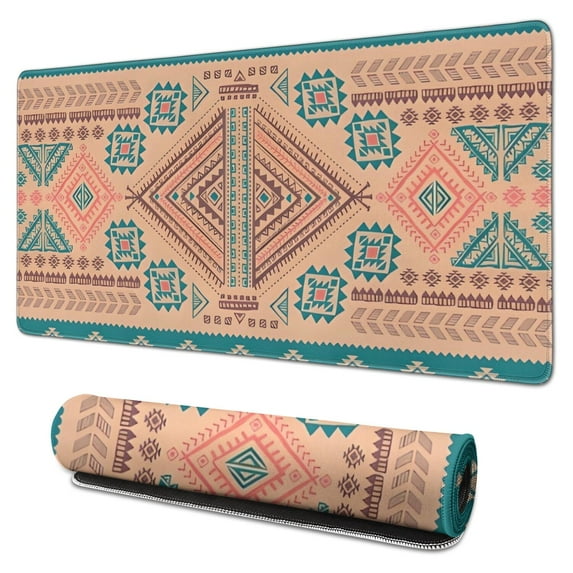 Long Mouse Pads for Desk,Multicolor Geometric Boho Pattern Desk Mats on Top Of Desks, Desk Mouse Pad Extra Large with 3mm Non-Slip Base and Stitched Edge for Gaming,Office,Work,Home 31.5"x15.7"