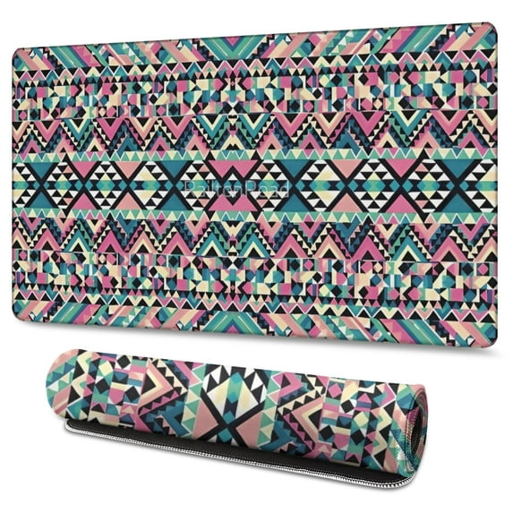 Long Mouse Pads for Desk,Multicolor Geometric Pattern Desk Mats on Top Of Desks, Desk Mouse Pad Extra Large with 3mm Non-Slip Base and Stitched Edge for Gaming,Office,Work,Home 47.3"x23.6"