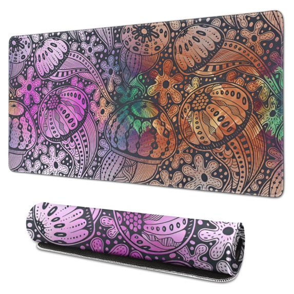 Long Mouse Pads for Desk,Multicolor Paisley and Floral Pattern Desk Mats on Top Of Desks, Desk Mouse Pad Extra Large with 3mm Non-Slip Base and Stitched Edge for Gaming,Office,Work,Home 31.5"x15.7"