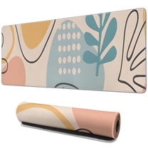 Long Mouse Pads for Desk,Orange Boho Abstract and Plant Pattern Desk Mats on Top Of Desks, Desk Mouse Pad Extra Large with 3mm Non-Slip Base and Stitched Edge for Gaming,Office,Work,Home 31.5"x11.8"