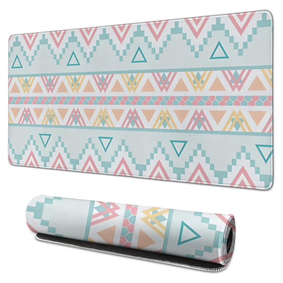 Long Mouse Pads for Desk,Pastel Geometric Pattern Desk Mats on Top Of Desks, Desk Mouse Pad Extra Large with 3mm Non-Slip Base and Stitched Edge for Gaming,Office,Work,Home 31.5"x15.7"