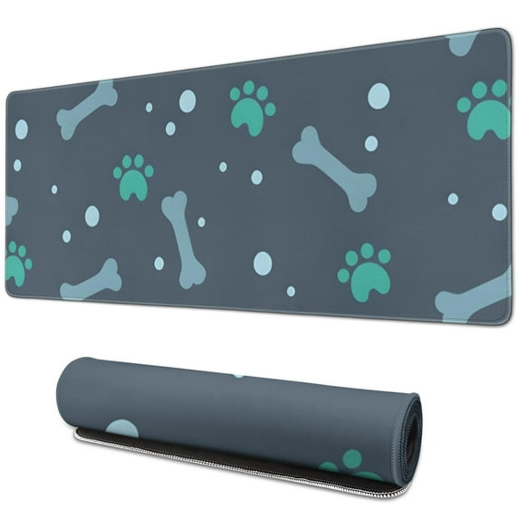 Long Mouse Pads for Desk,Paw Prints and Bones Desk Mats on Top Of Desks, Desk Mouse Pad Extra Large with 3mm Non-Slip Base and Stitched Edge for Gaming,Office,Work,Home 31.5"x11.8"