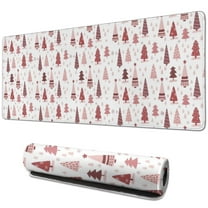 Long Mouse Pads for Desk,Pink Christmas Tree Pattern Desk Mats on Top Of Desks, Desk Mouse Pad Extra Large with 3mm Non-Slip Base and Stitched Edge for Gaming,Office,Work,Home 31.5x11.8in